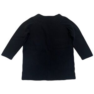 Dressbarn Black Ribbed 3/4 Sleeve Mock Neck Top - Size Large
